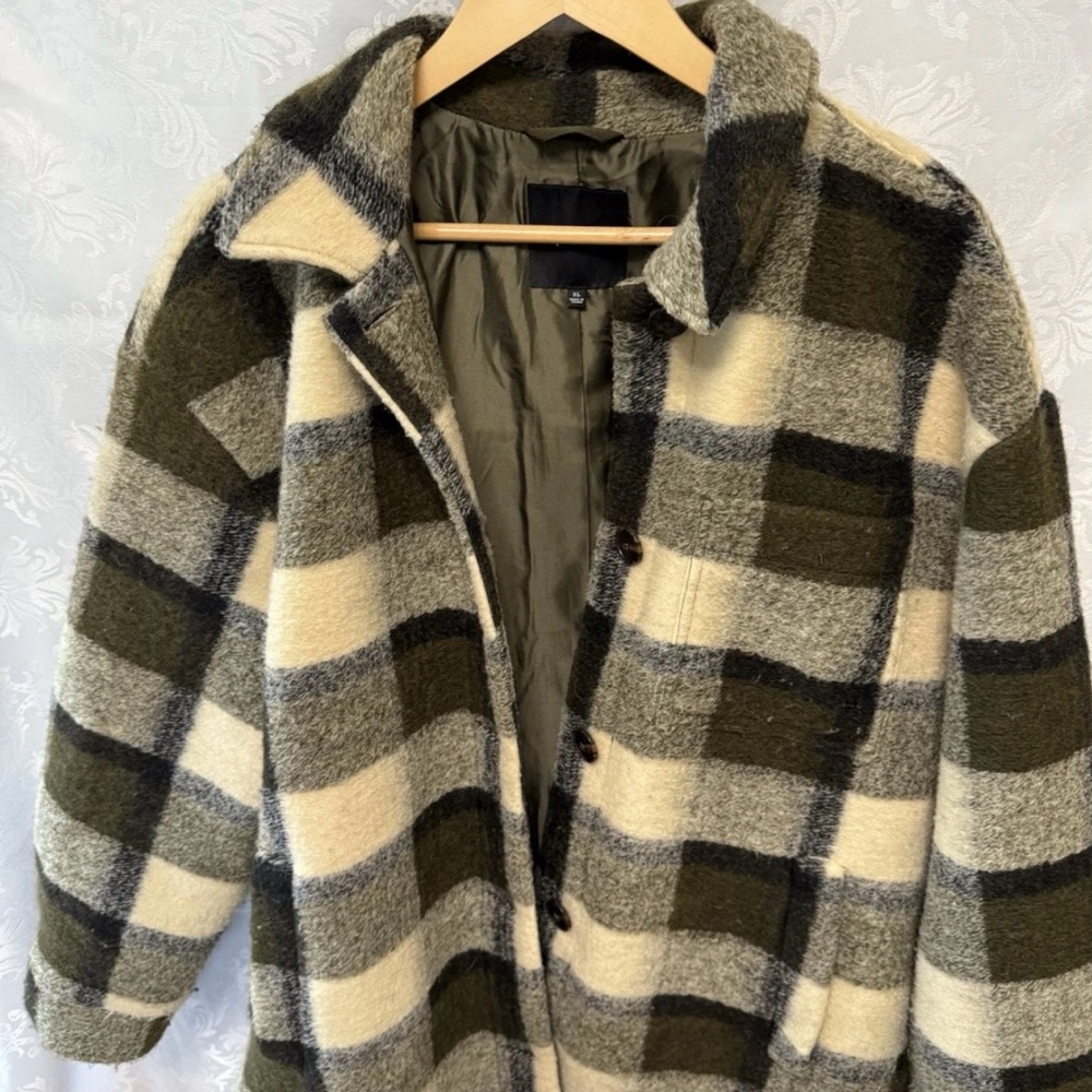 Madewell Plaid Wool Jacket - Black and Cream